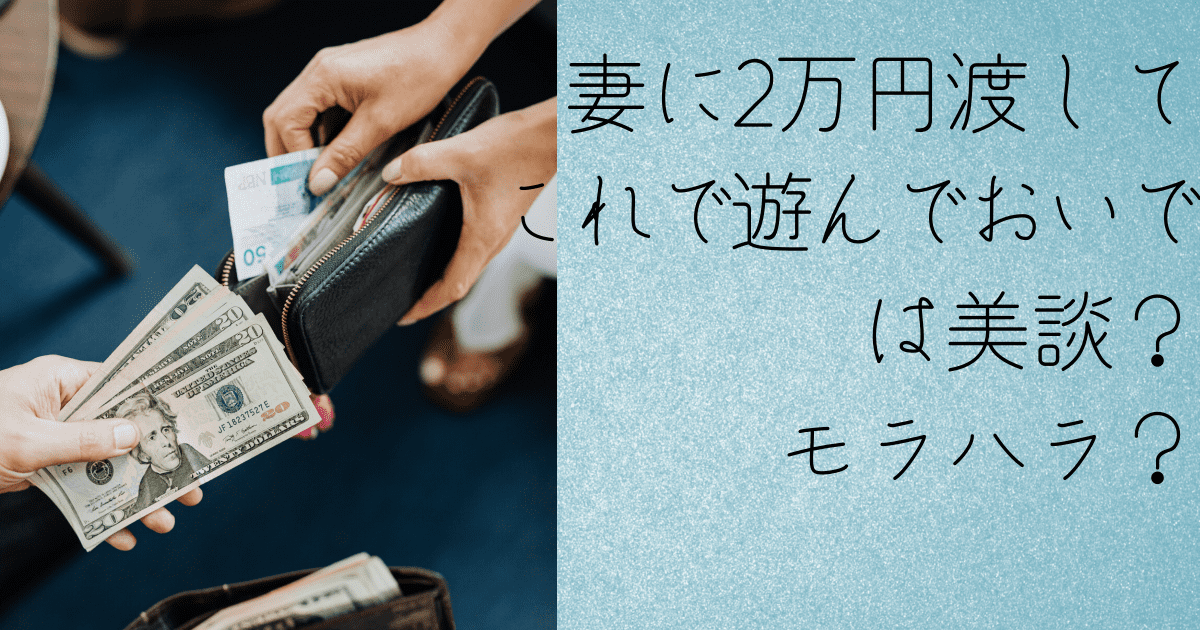 奥さんに２万円 1日遊んでおいで は美談なのかモラハラなのか 夫婦フナカ日和